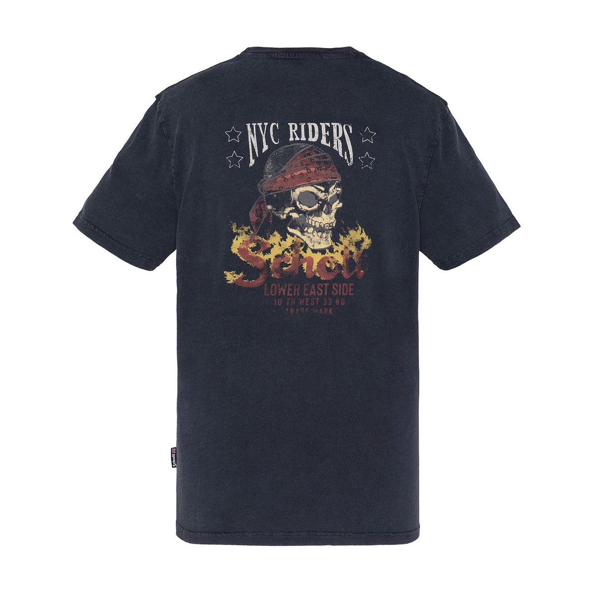T-shirt biker, effet flammé noir délavé, SCHOTT
