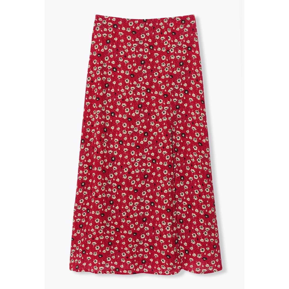 Jupe longue fendue imprimée imprimé rouge, PROMOD