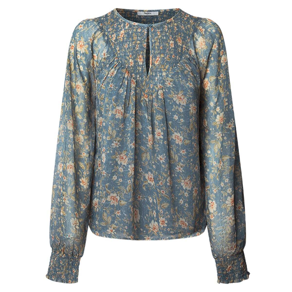 Blouse En Chiffon À Imprimé Floral bleu, PEPE JEANS