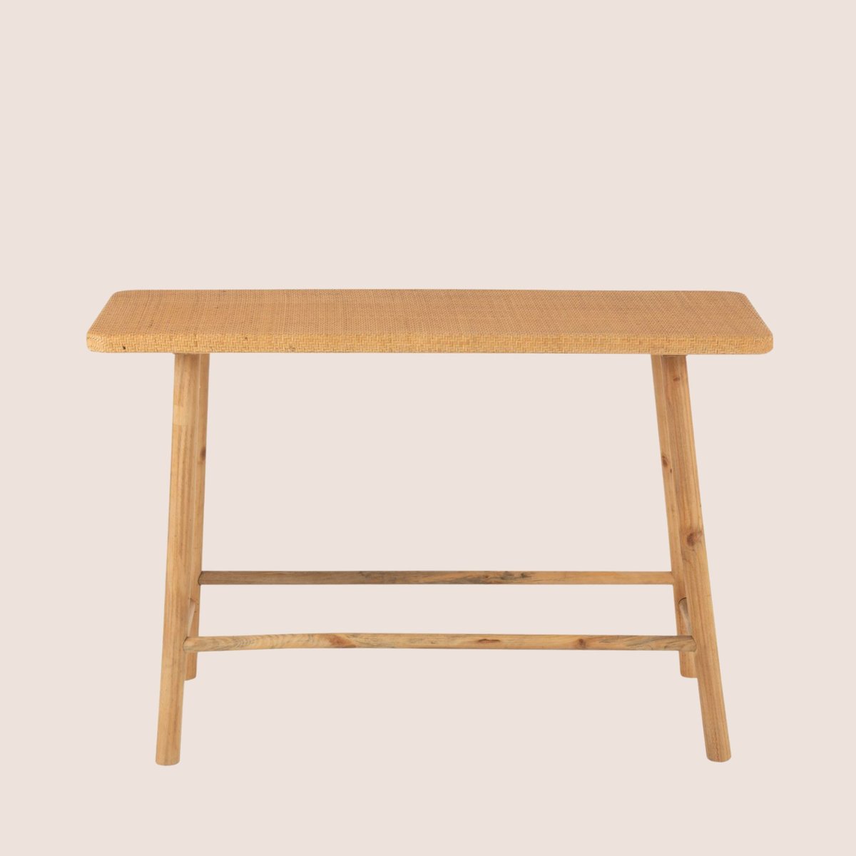 Console rectangulaire en pin et rotin naturel - LAOS bois clair, HELLIN, DEPUIS 1862