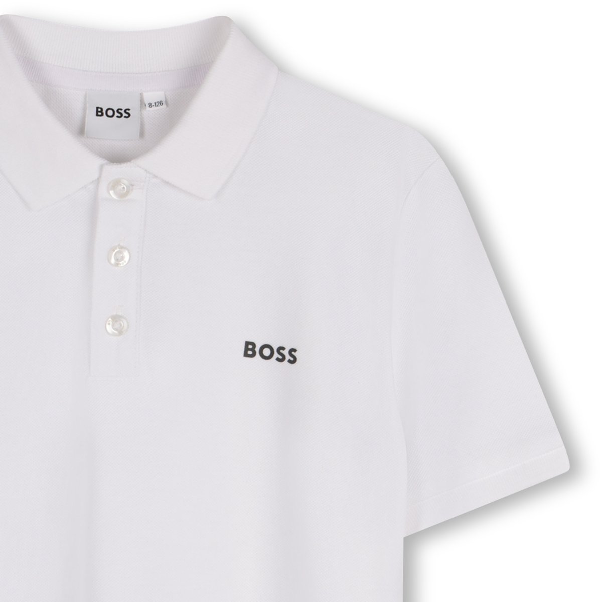 Polo en coton avec logo blanc, BOSS KIDSWEAR