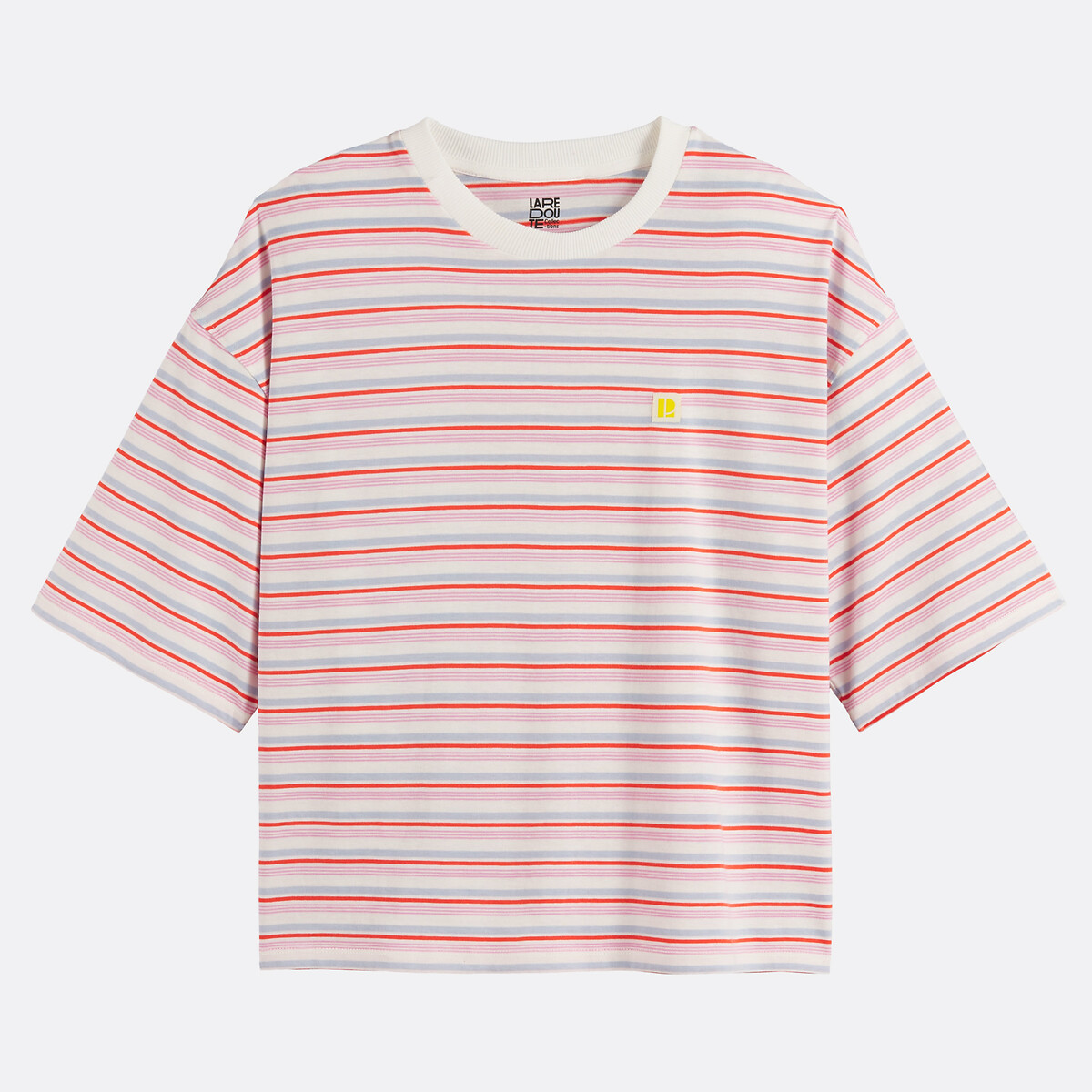 T-shirt rayé, col rond, manches courtes rayé rose, LA REDOUTE COLLECTIONS