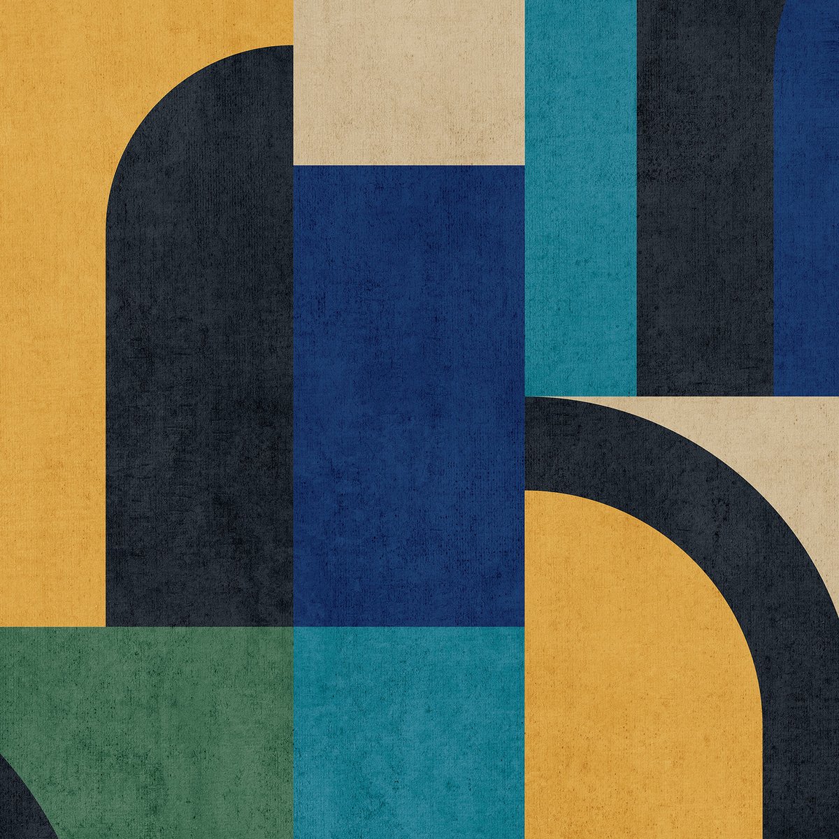 Papier peint graphique blue block bleu, HEXOA