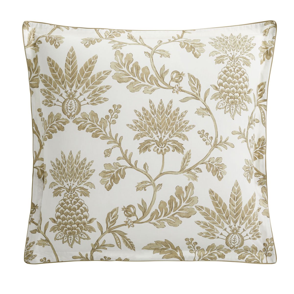 Taie d'oreiller imprimée en percale de coton, BAROQUE blanc et marron, ALEXANDRE TURPAULT