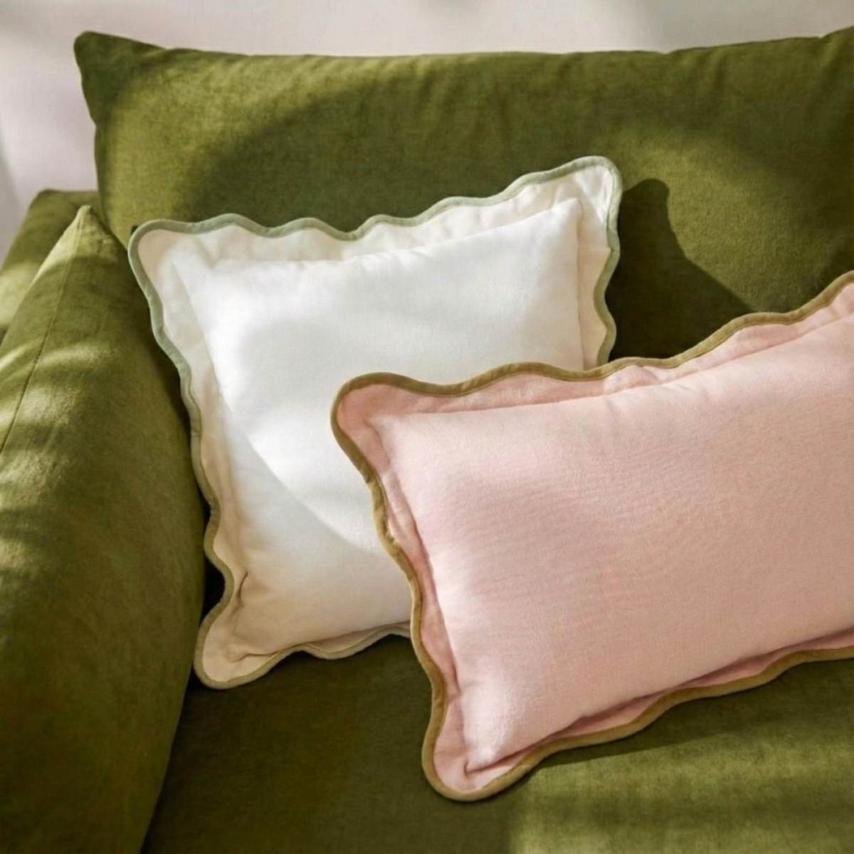 Coussin contour vagues 40x60cm beige, ORNAMI