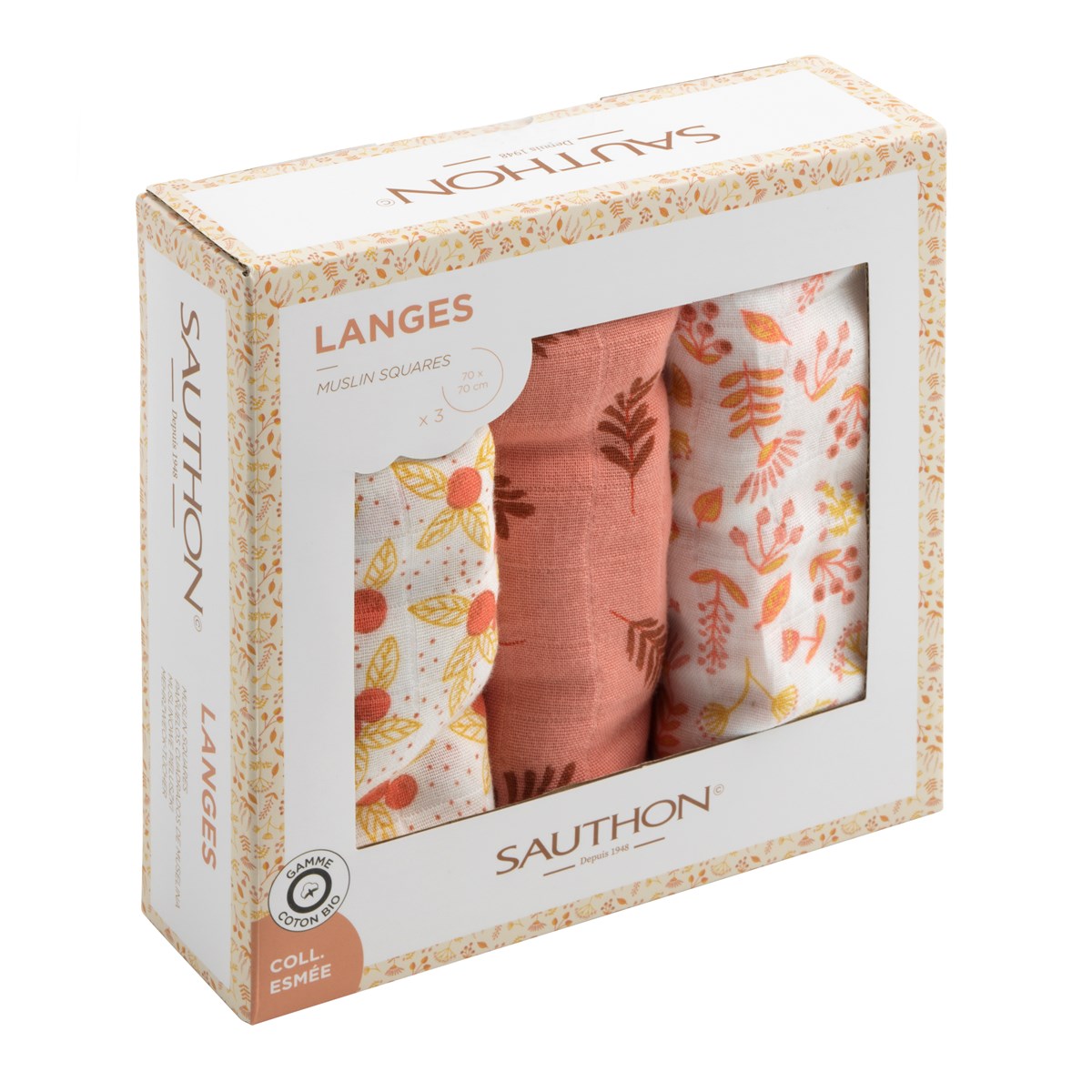 Langes bio en coton blanc, SAUTHON