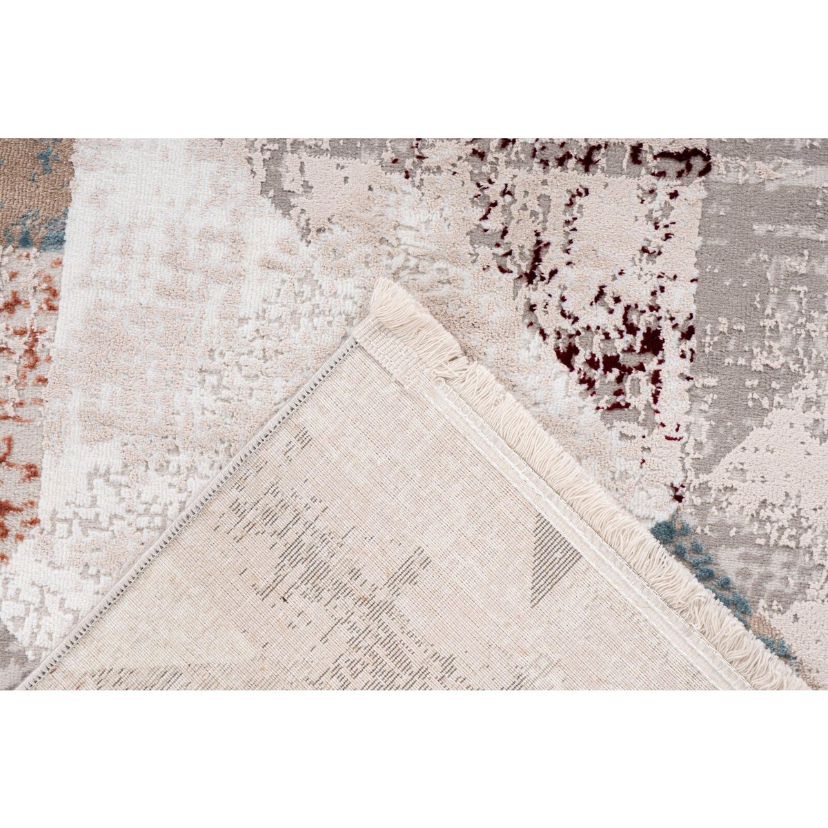 Tapis rectangulaire tissé, ACROPOLIS gris, rose saumon, ARTE ESPINA