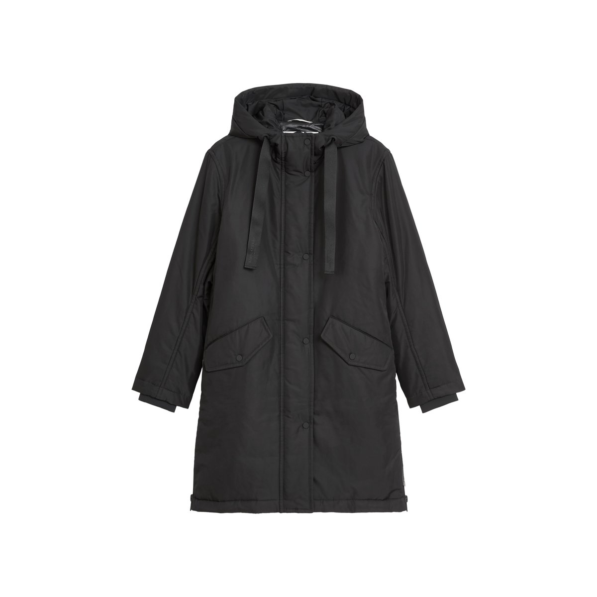 Veste parka matelassée fitted en sergé de polyester recyclé WR noir, MARC O'POLO