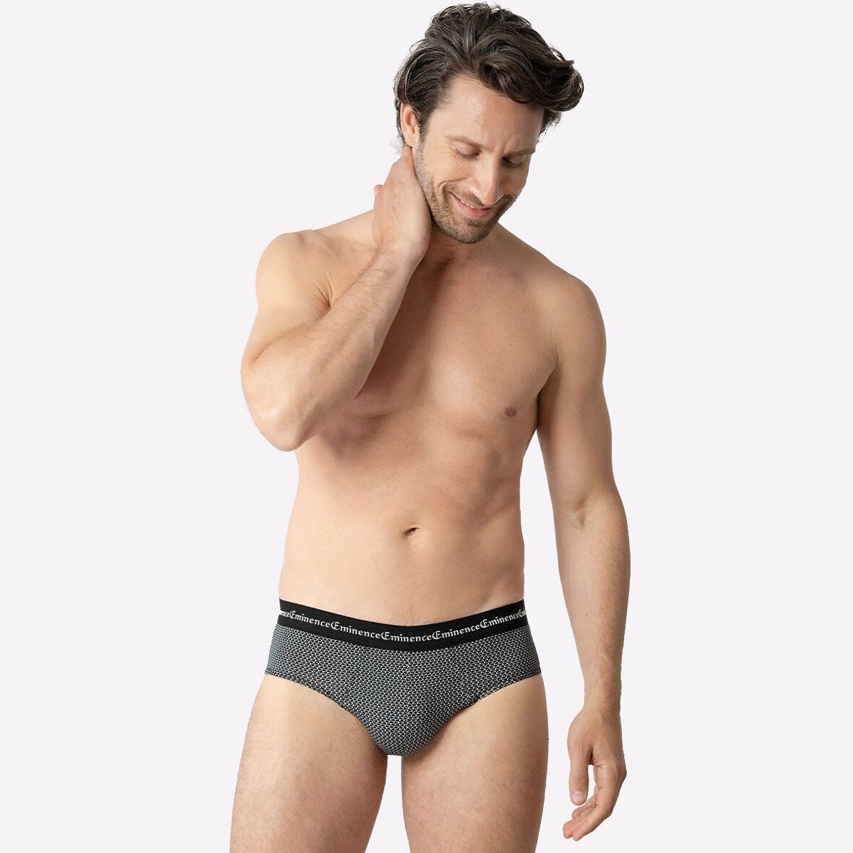 Lot de 3 slips taille basse BUSINESS PRINT noir + camel, EMINENCE