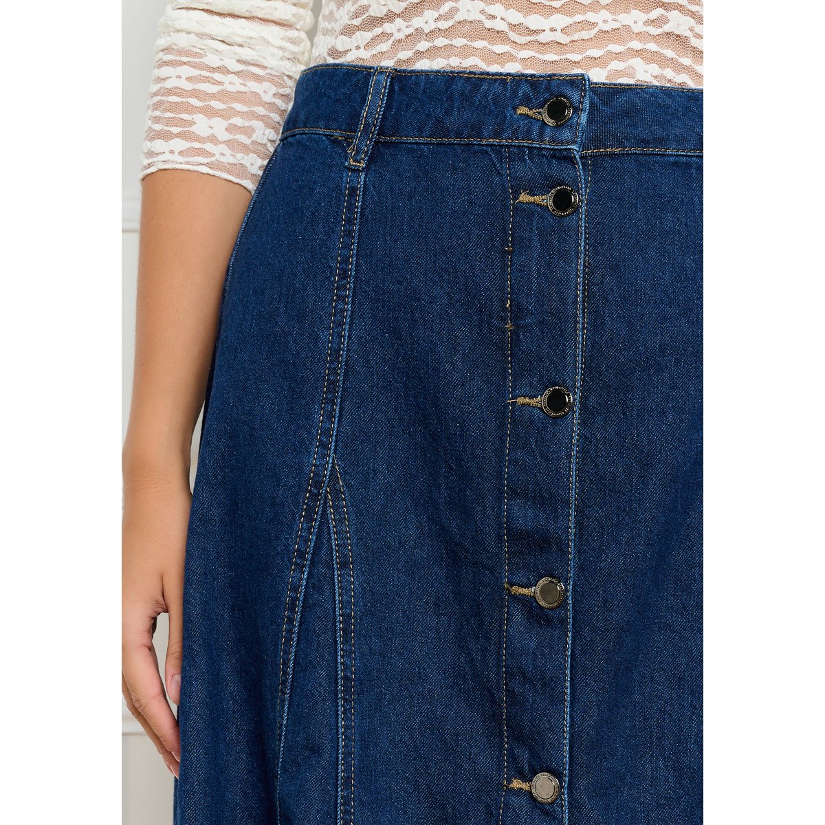 Jupe midi en jean dark blue, LOLALIZA