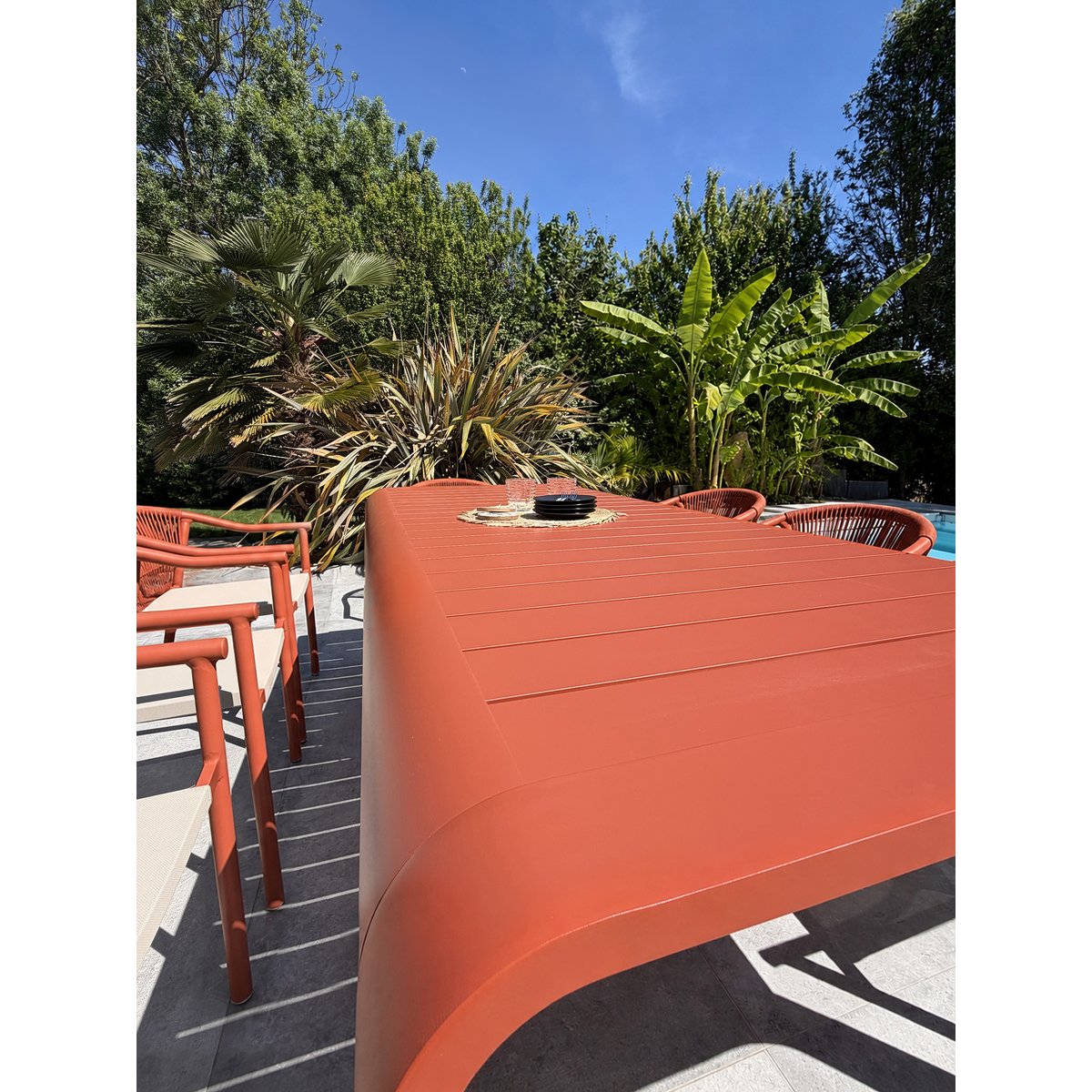 Ensemble repas de jardin en aluminium 8 places HANOI terracotta, DCB GARDEN