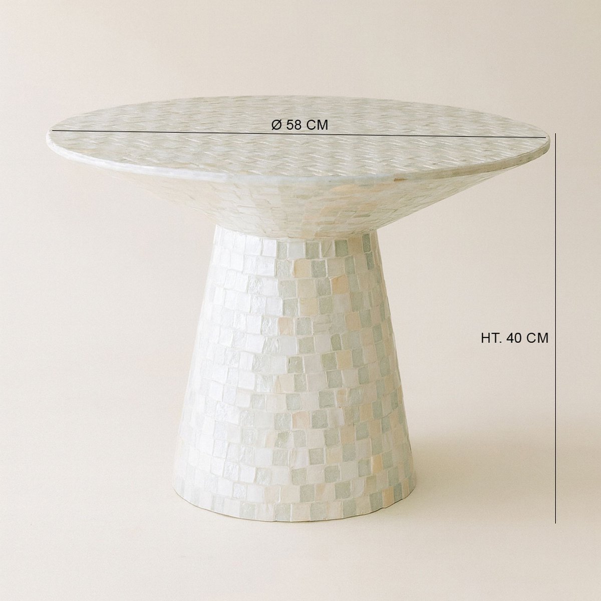 Table basse en coquille de Capiz, ZINA vert, NOW'S HOME