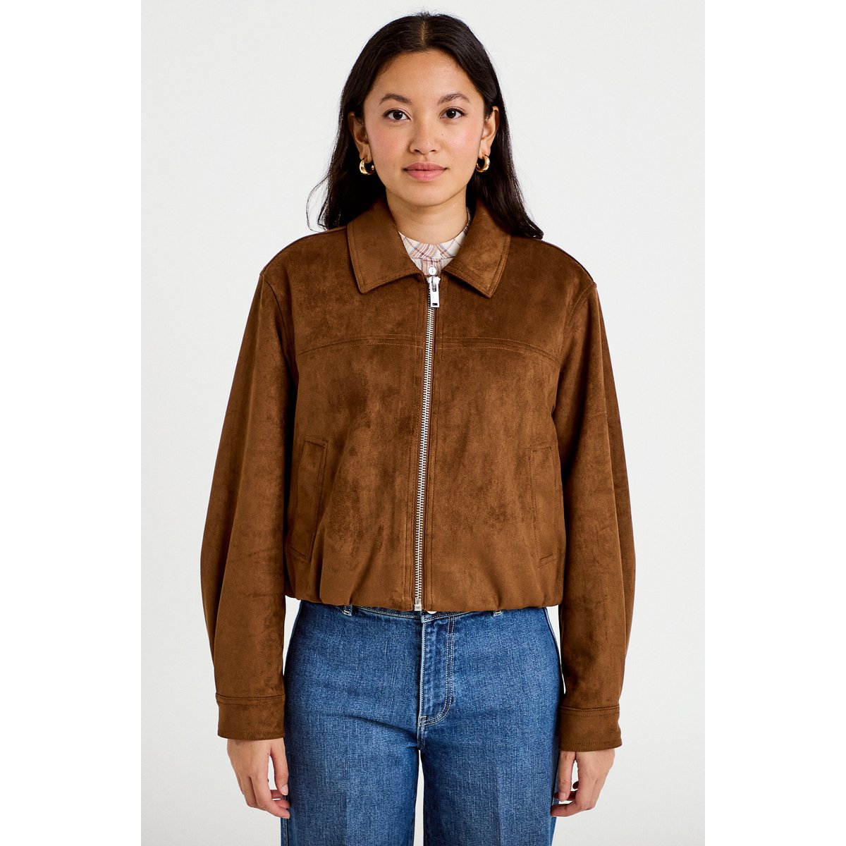 Veste effet boule oversize cropped marron, CACHE CACHE