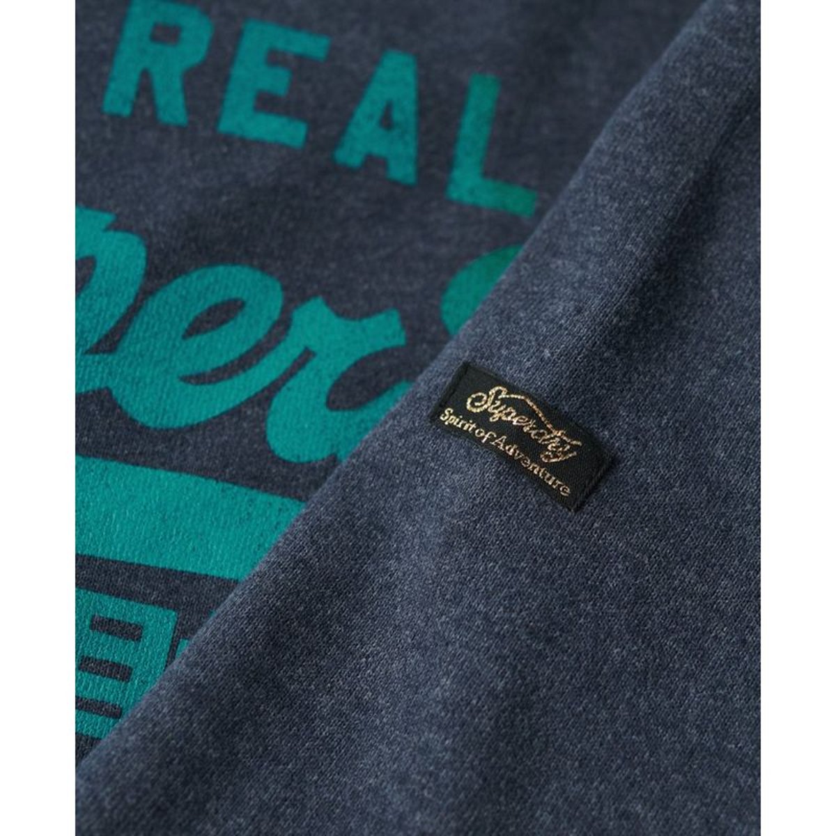 Sweat à capuche Vintage Logo ton sur ton indigo chiné, SUPERDRY