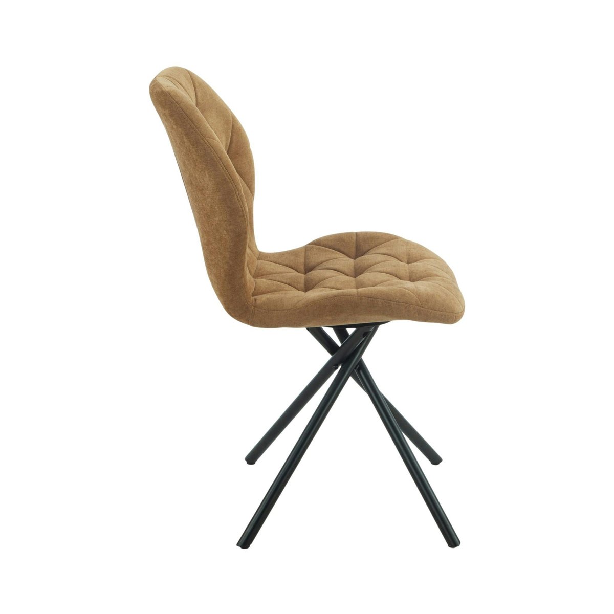 Chaise moderne en tissu, pied croisé (lot de 2) LUGANO moutarde, PIER IMPORT