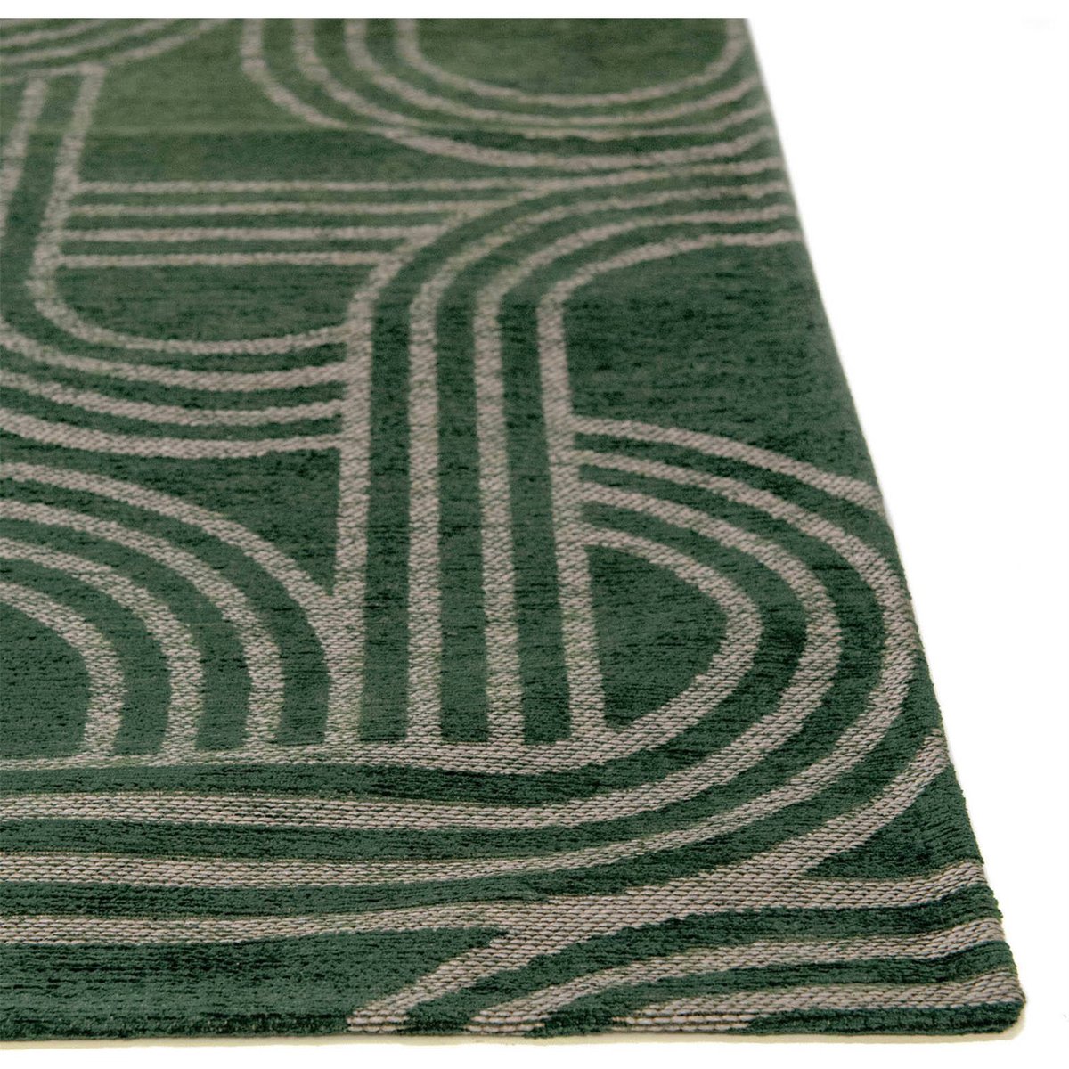 Tapis intérieur extérieur, DISCO vert forêt et beige crème, RECOLLECTION