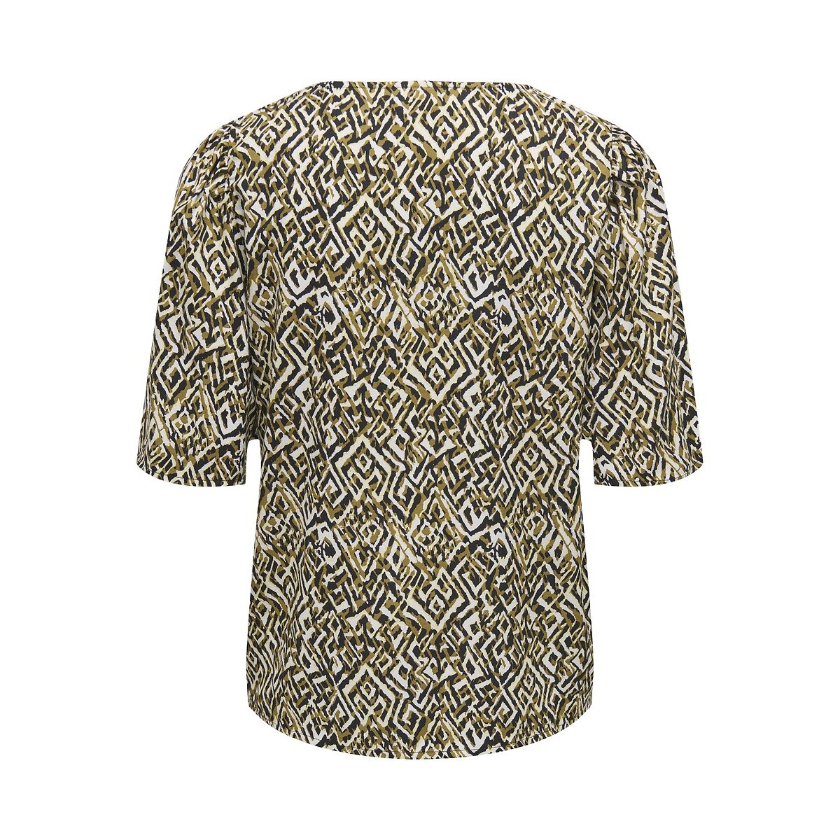Blusa fantasia, scollo a V fantasia nero, JDY