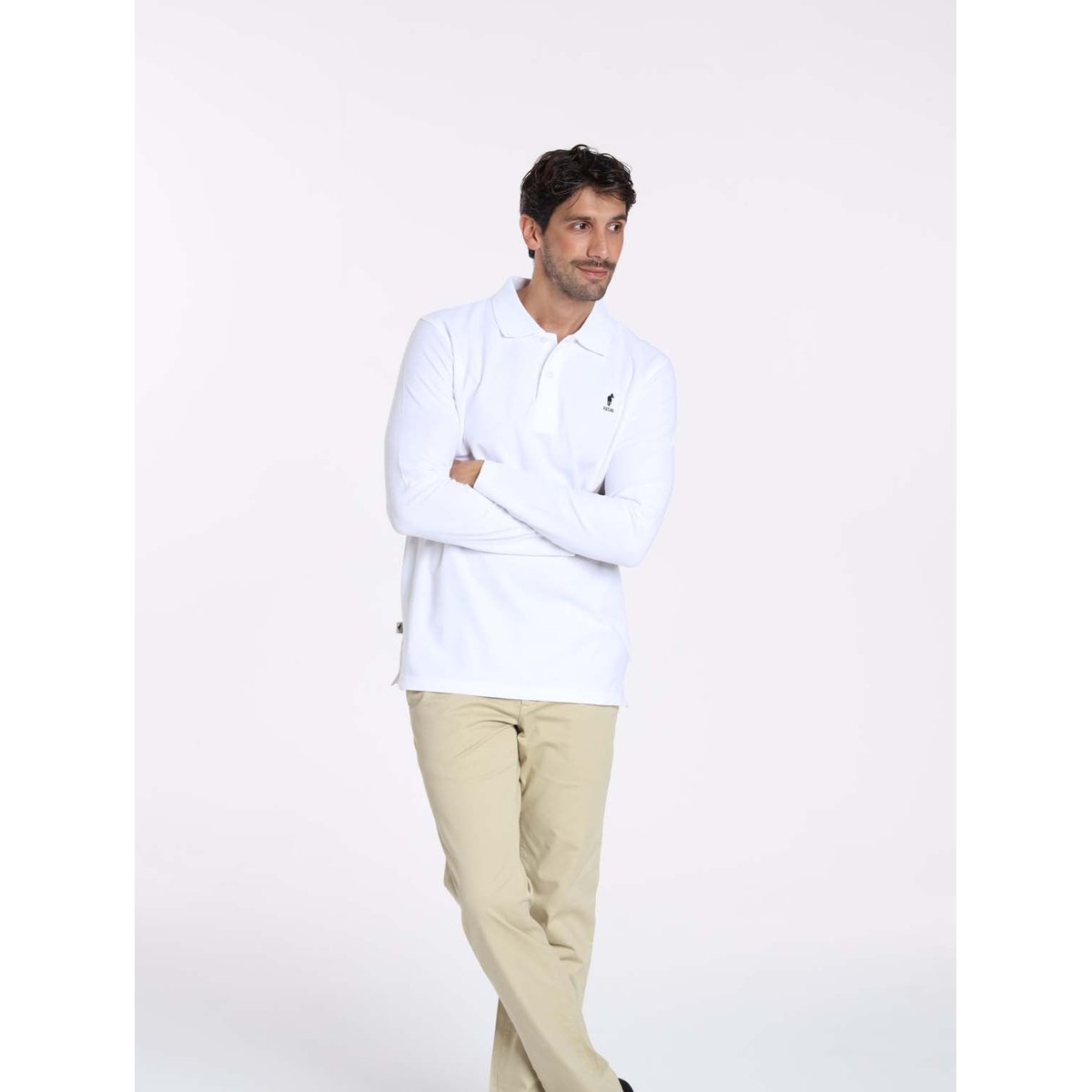 Polos manches longues en coton ORLEANS blanc, GENTLEMAN FARMER