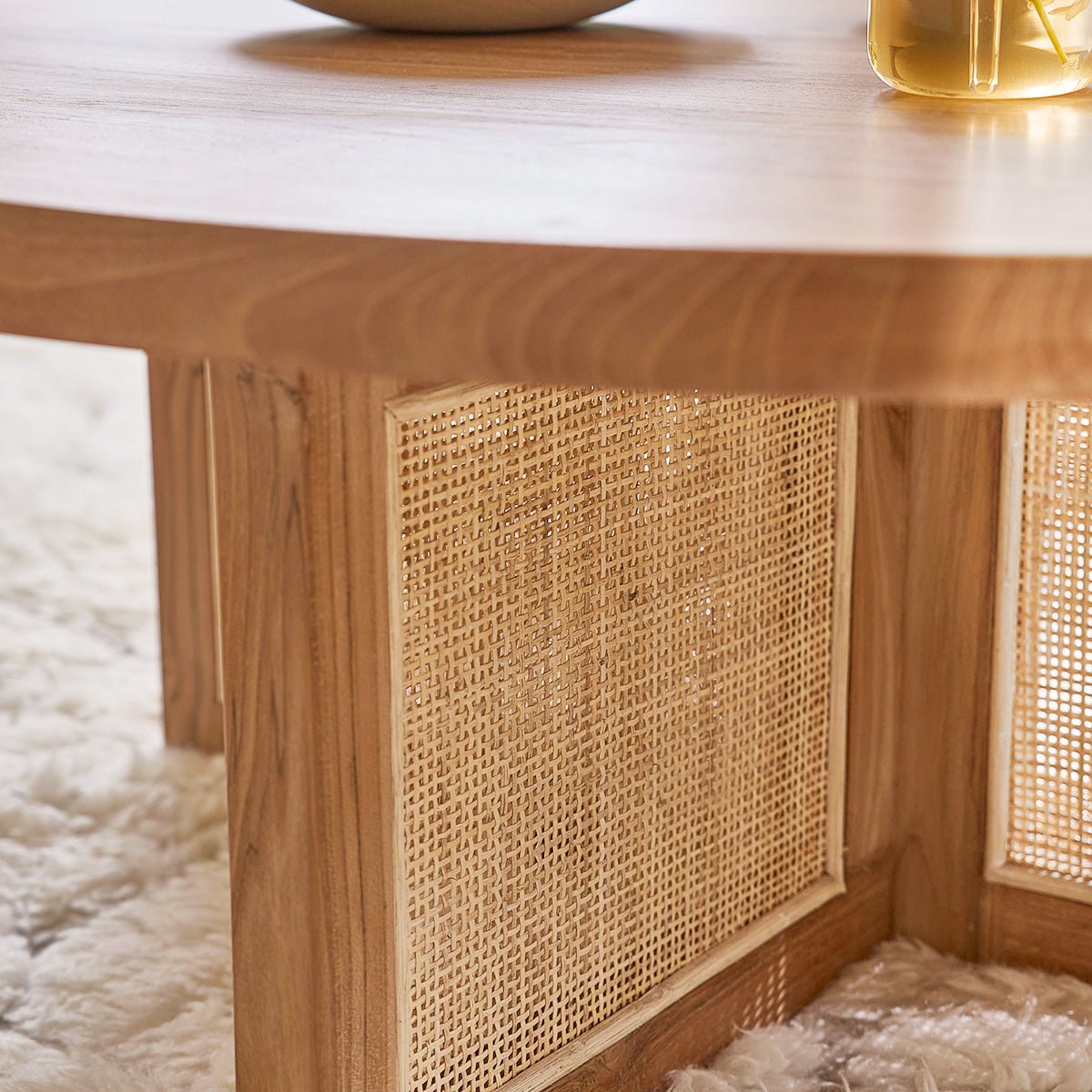 Table basse en teck massif et cannage 100 cm MARCEAU naturel, BERAH GETAH