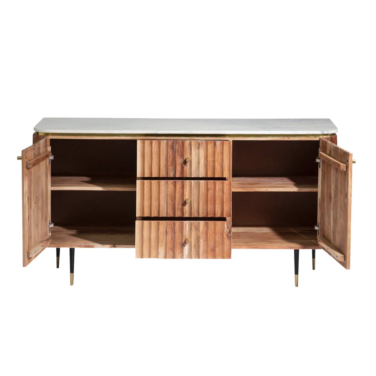Buffet en bois d'acacia et marbre JUDITH bois clair, MADE IN MEUBLES