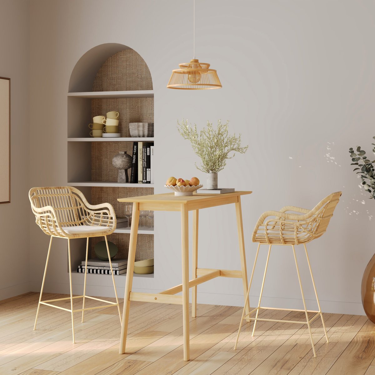 Table de bar rectangulaire en bois - BUVETTE bois clair, MAISON PAVANE