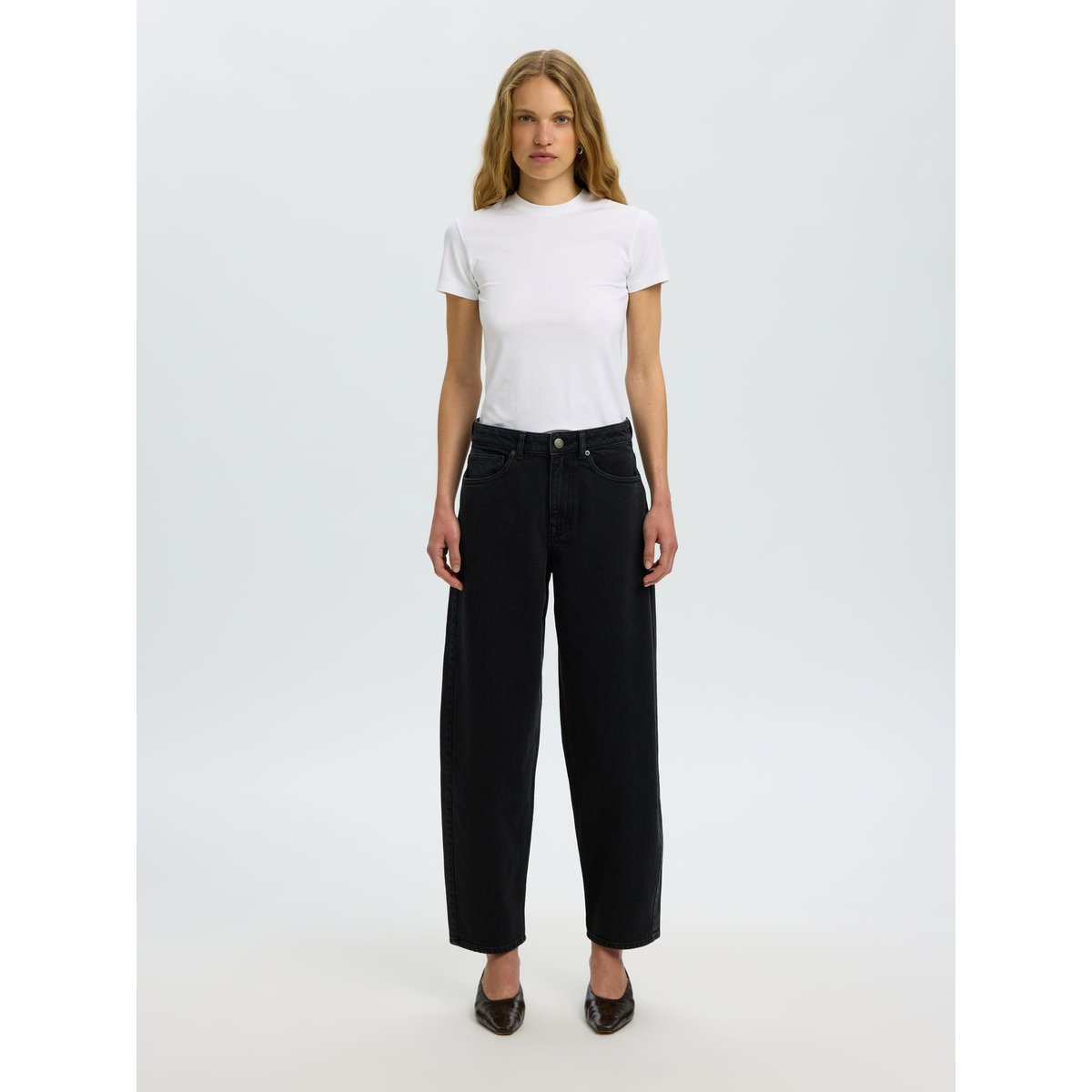 Jeans Barrel black denim, SELECTED