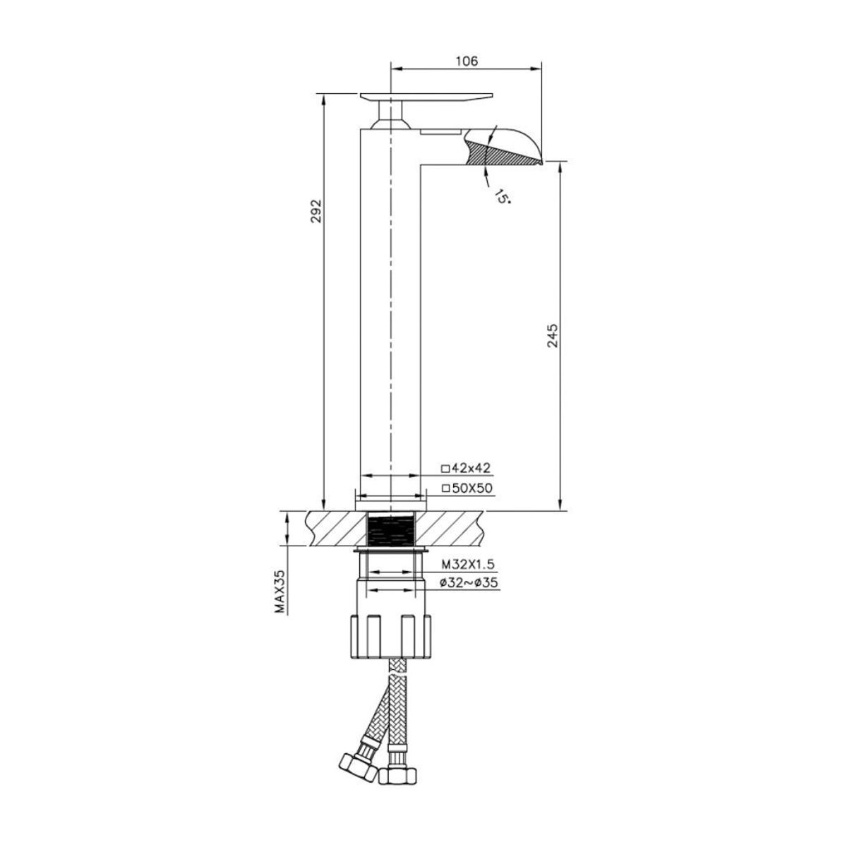 Robinet cascade pour lavabo SHANNON chromé, WANDA COLLECTION