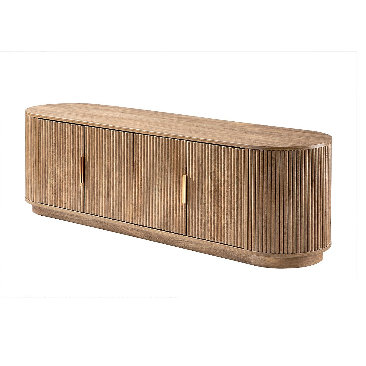 Meuble TV façades arrondies 4 portes ACHILLE bois clair, CALICOSY