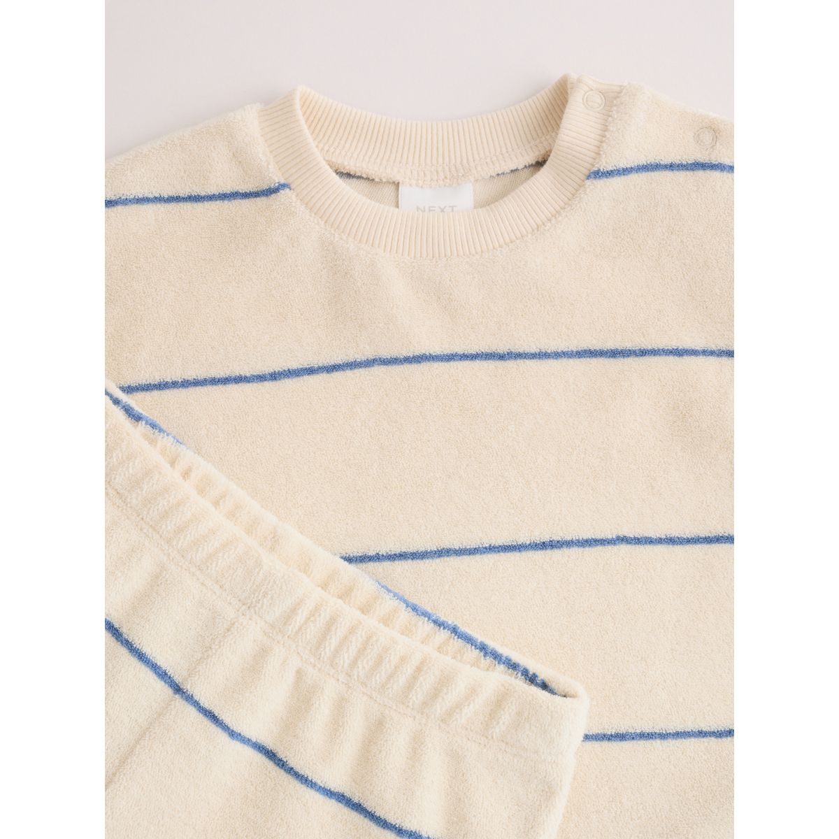 Haut et short bébé en tissu éponge rayures neutres/bleues, NEXT