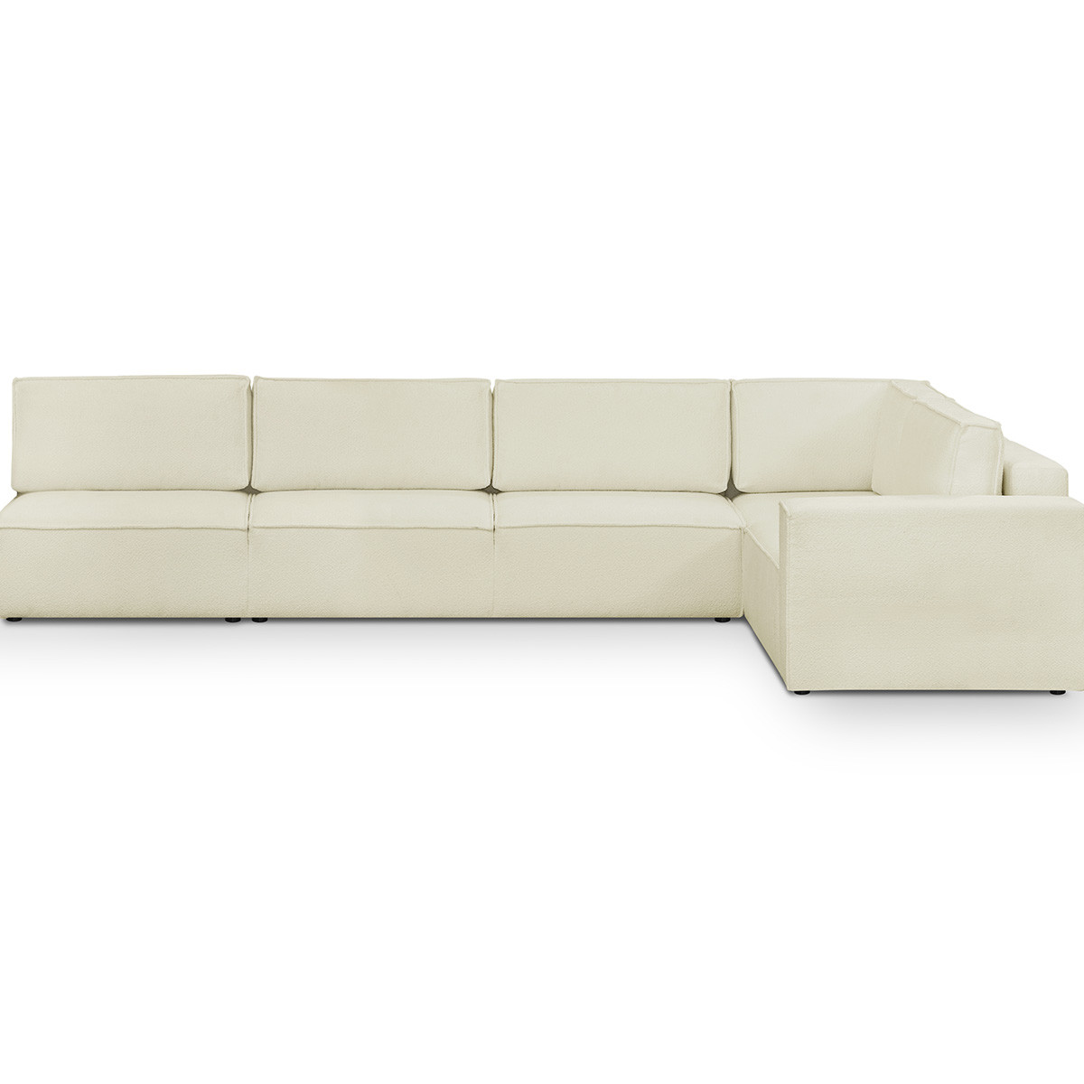 Canapé d'angle gauche convertible 10 places en tissu bouclé - HARPER MOD ecru, HOMIFAB