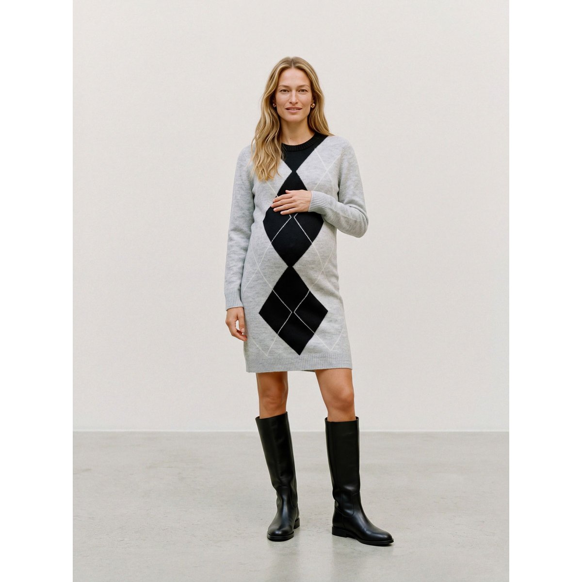 Robe light grey melange 1, MAMA LICIOUS