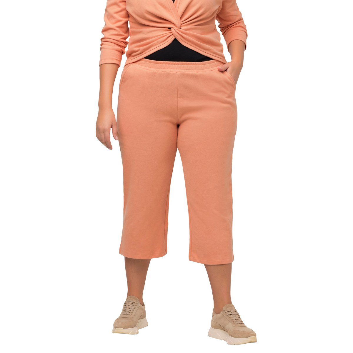 Jupe-culotte en molleton, longueur au mollet rouge-beige, ULLA POPKEN