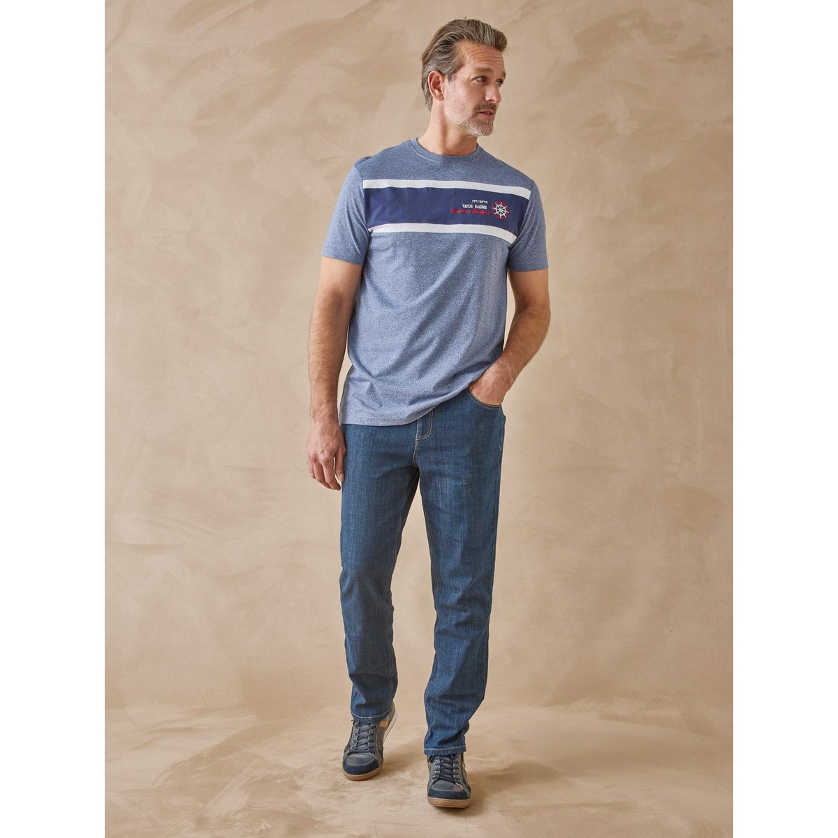 Lot de 2 tee-shirts rayés homme lot bleu, DAXON