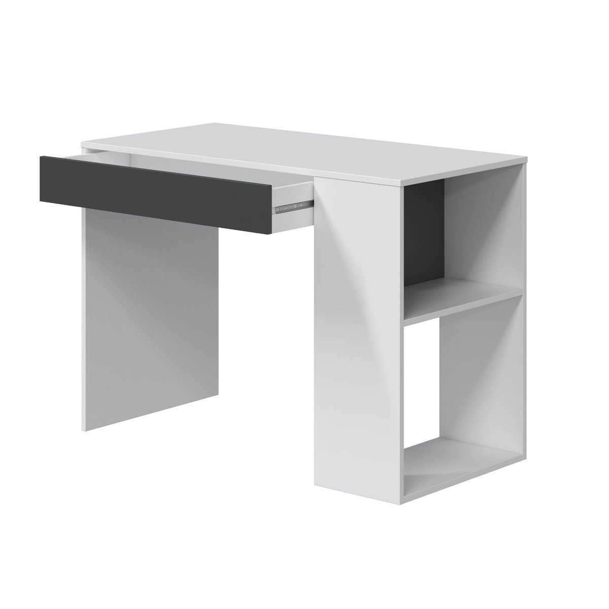 Bureau bois avec tiroir et niches blanc, TERRE DE NUIT