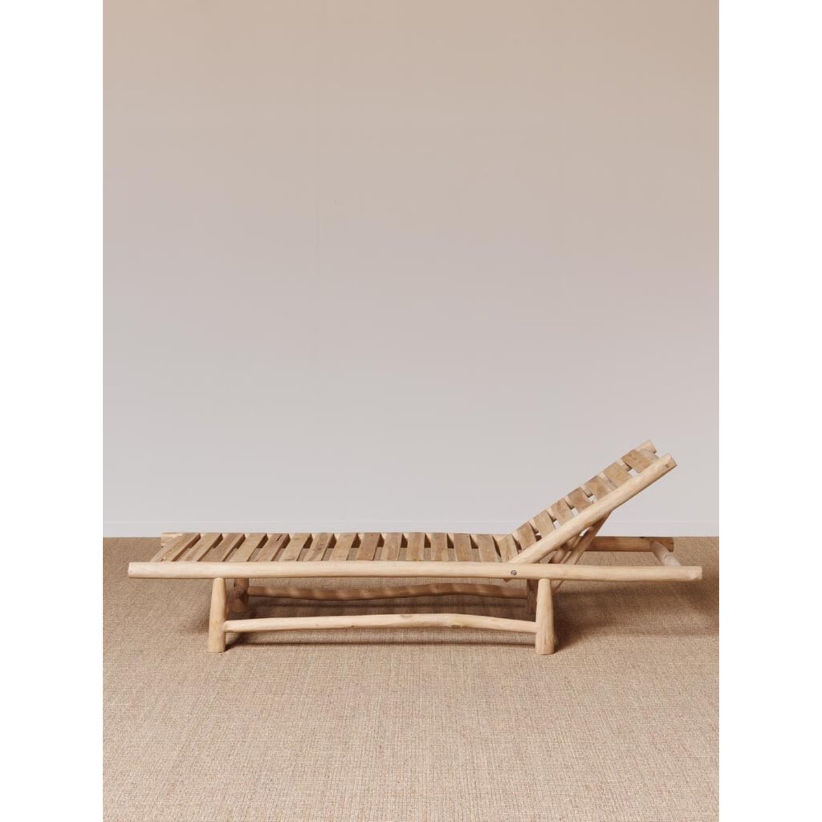 Chaise longue en teck BORA-BORA bois clair, CHEHOMA
