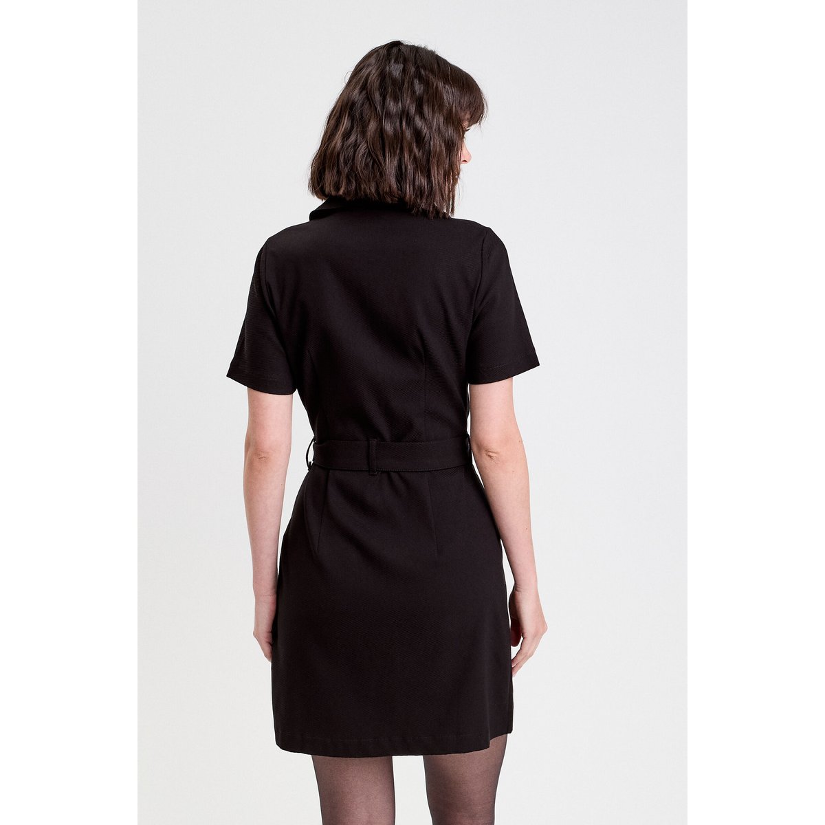 Robe droite zippée ceinturée noir, CACHE CACHE