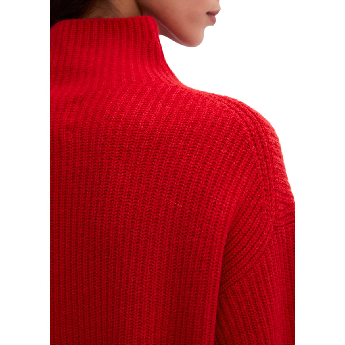 Pull côtelé, coupe classique en mélange de laine vierge douce rouge, MARC O'POLO