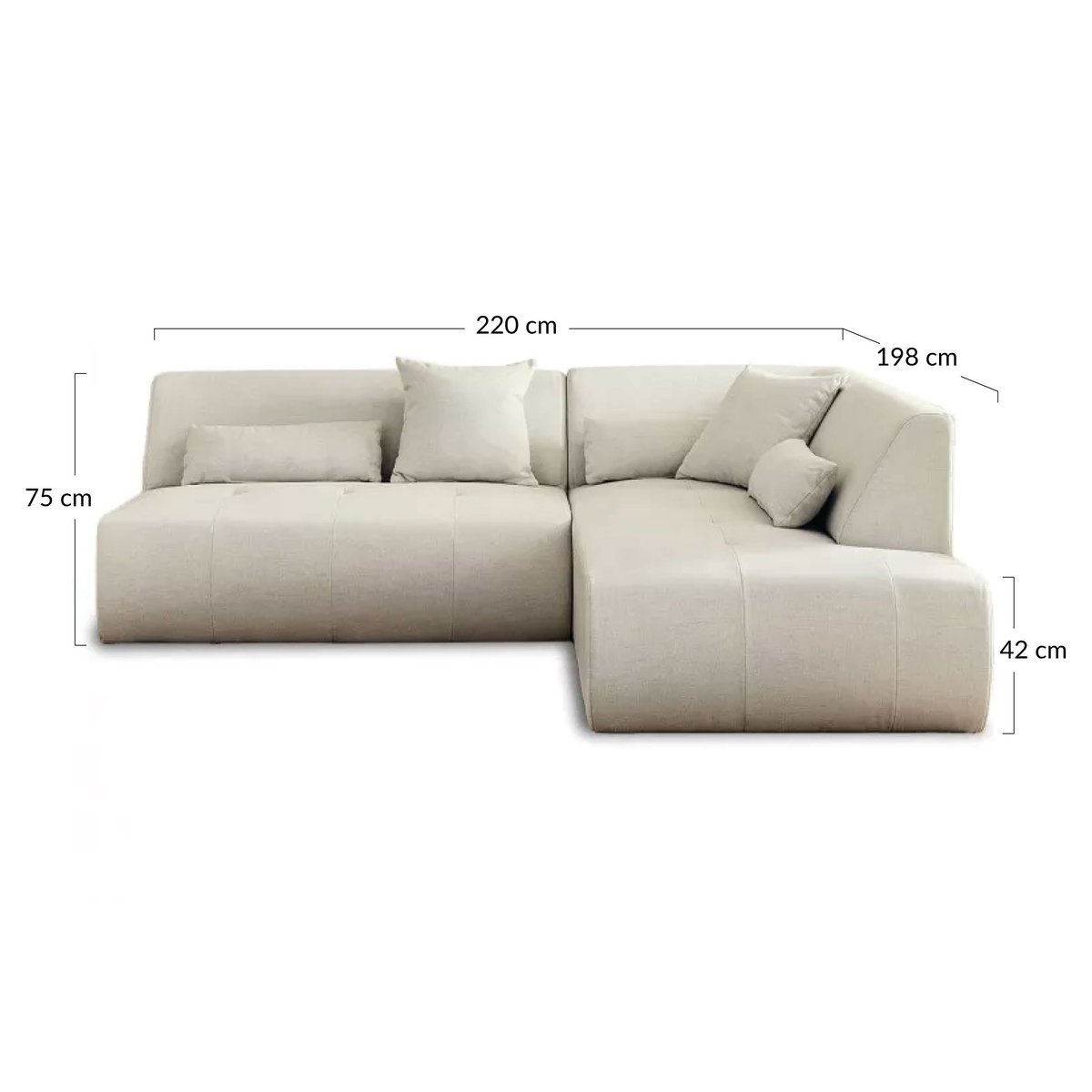 Canapé d'Angle droit 5 places - ONYX gris foncé, BEST MOBILIER