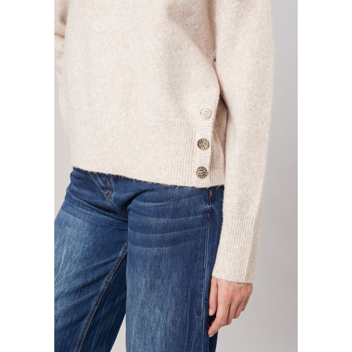 Pull ample femme en maille douce NINA beige, DEELUXE