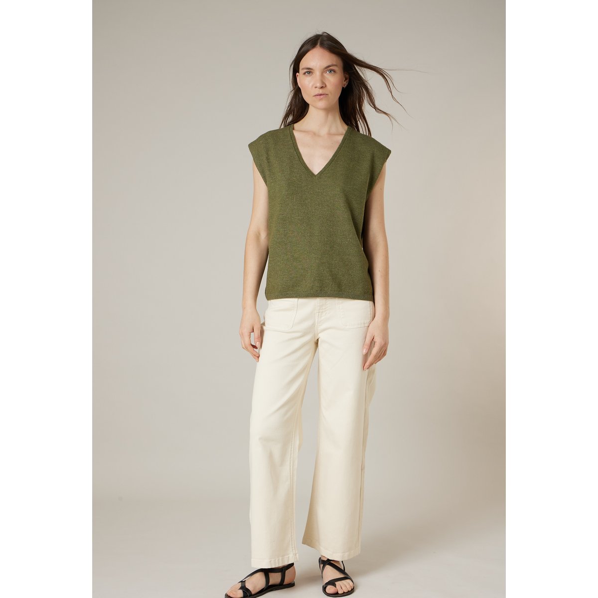 Pull sans manches femme MIRIA tilleul, DEELUXE