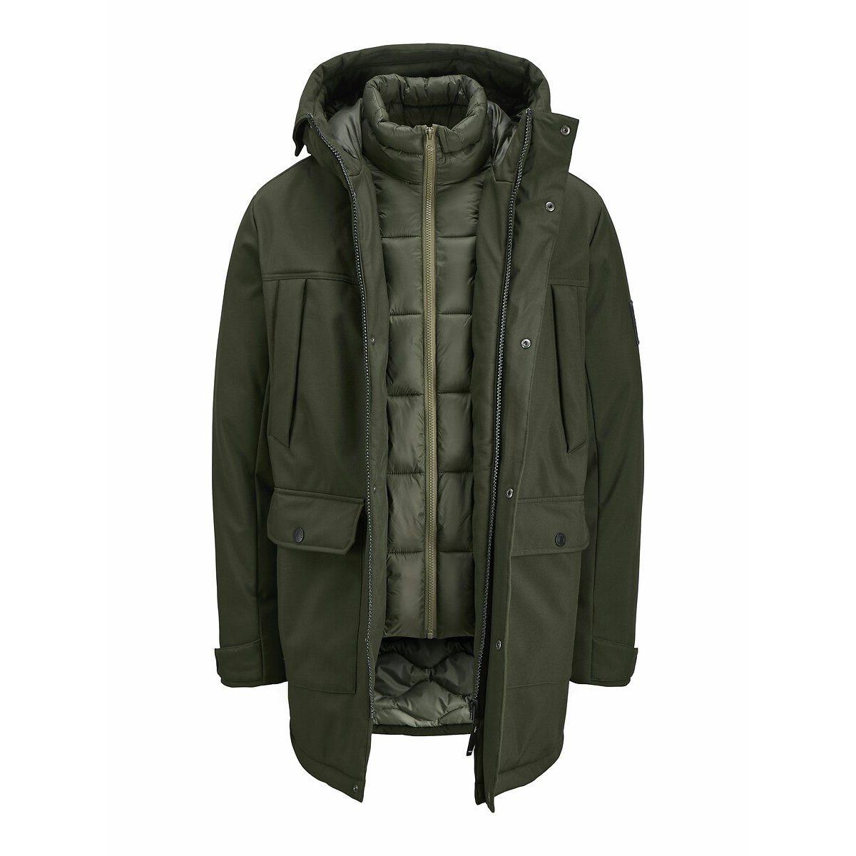 Parka chaude à capuche vert forêt, JACK & JONES