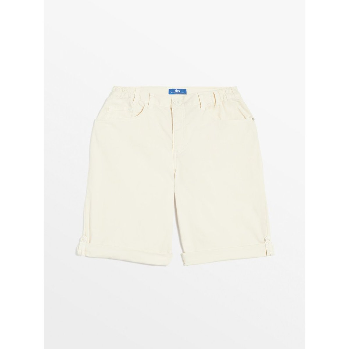 Bermuda ceinture semi-élastiquée avec passants GEMMEMID39103 greige, TBS