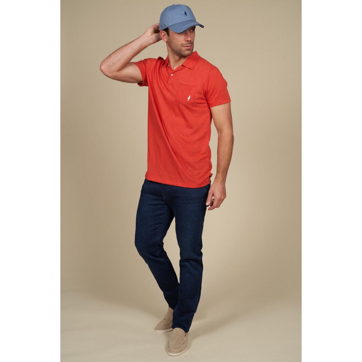 Jean regular tapered fin stretch bleu jean, MCS