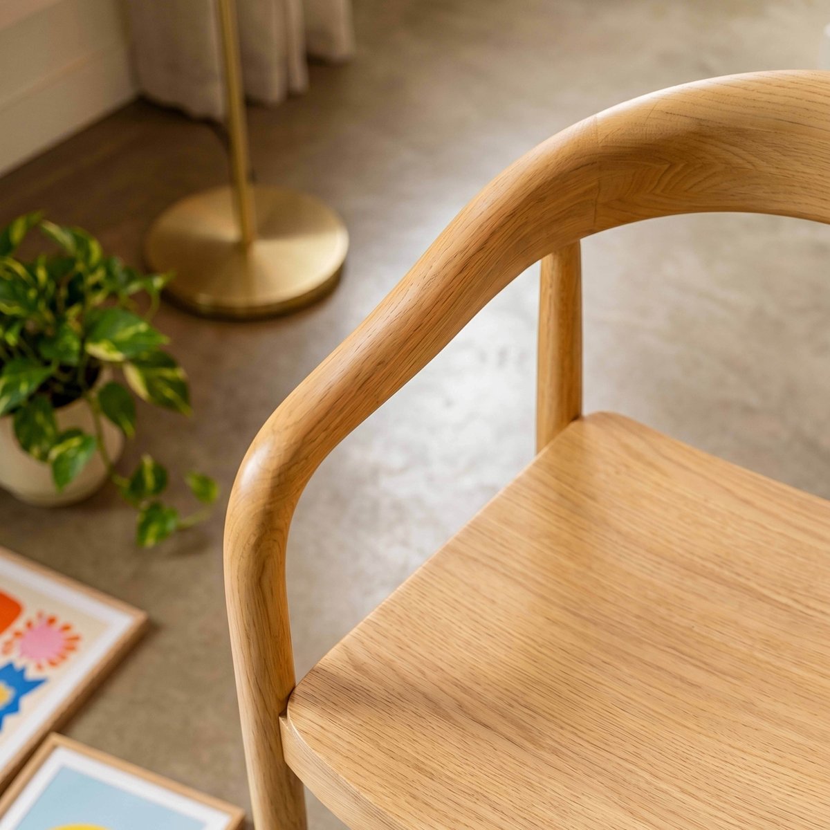 Lot de 2 chaises en bois d'orme naturel, ELA marron, OVIALA
