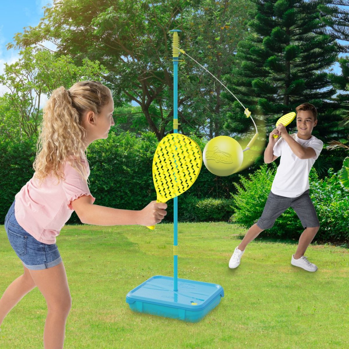 Pack jeux Swingball 5en1 toutes surfaces bleu - noir - jaune, SWINGBALL