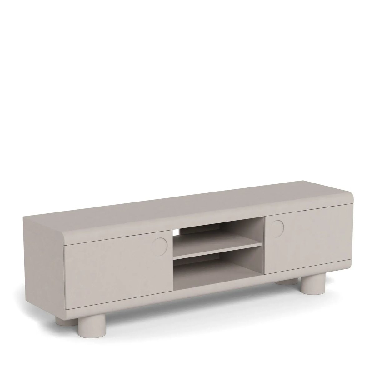 Meuble TV bas design 2 portes 2 niches gris L160 - MAGDA gris, HELLIN, DEPUIS 1862