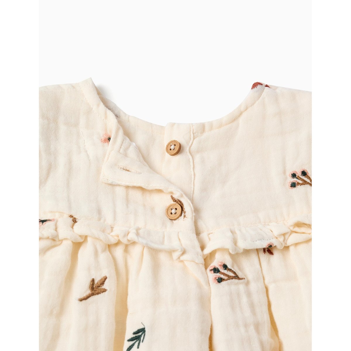 Blouse en coton à manches longues avec fleurs brodées blanc, ZIPPY