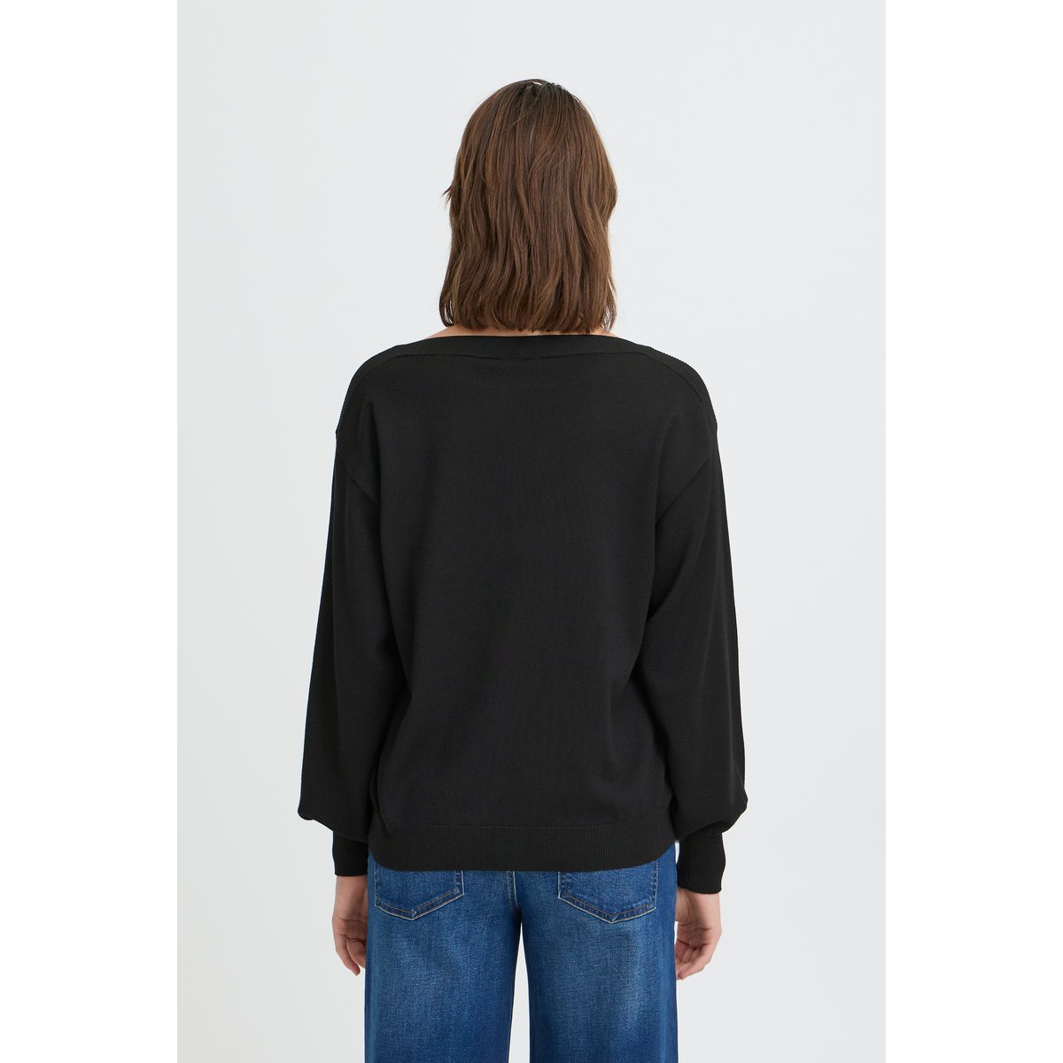 Pull en maille manches longues noir black, ICHI