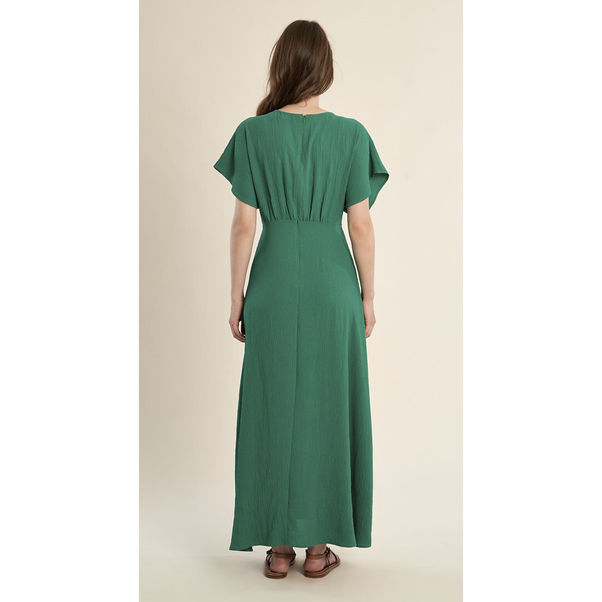 V-Neck Short Sleeve Maxi Dress dark green/light green, MOLLY BRACKEN