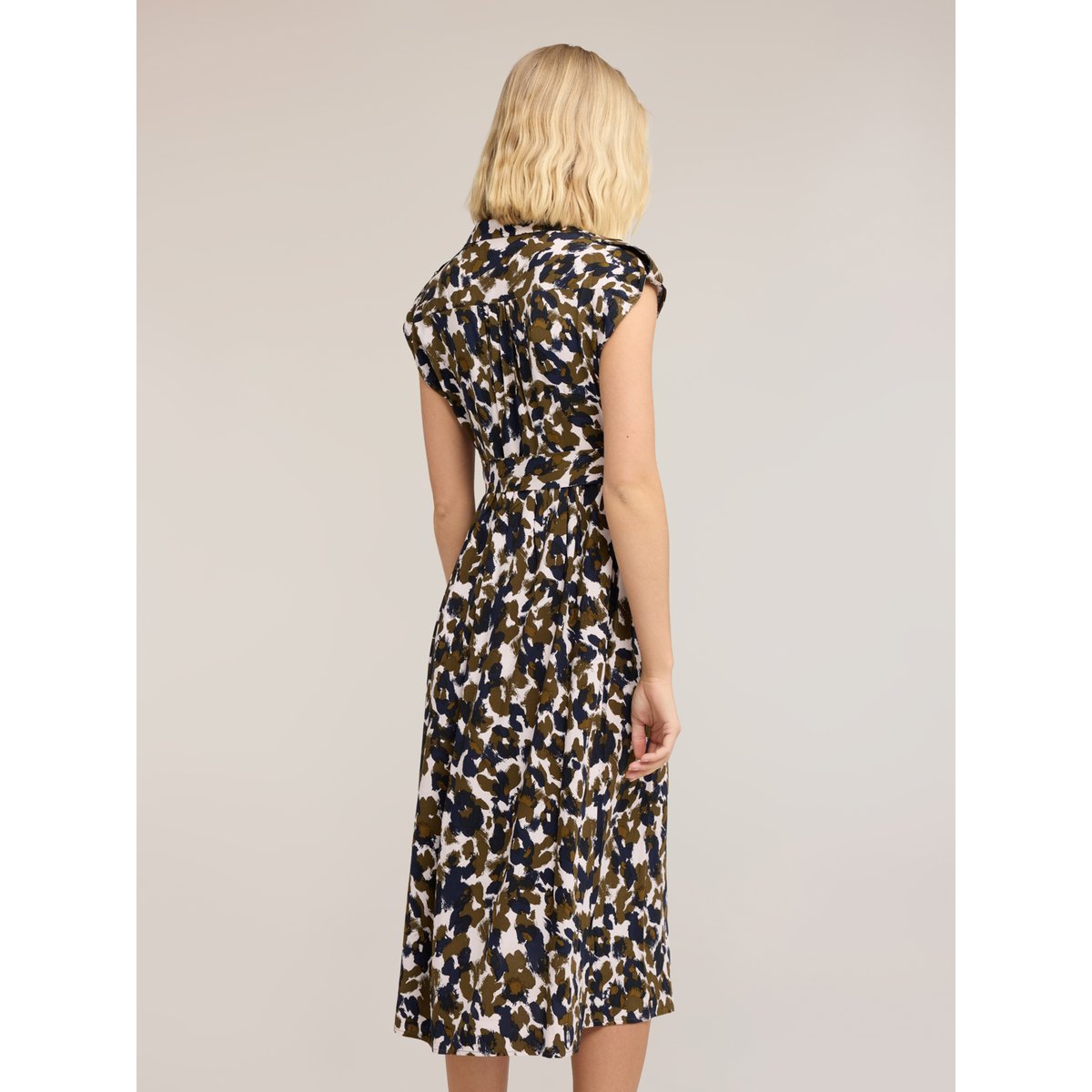 Robe chemisier imprimée verde militare, MOTIVI